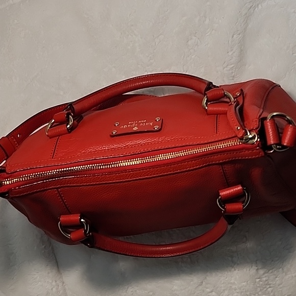 Kats Spade Red Leather Satchel With Strap - Picture 13 of 16